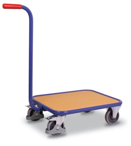 VARIOfit Rouleau à poignée avec plate-forme de chargement en bois, force 250 kg, 2 roulettes pivotantes et 2 roulettes fixes