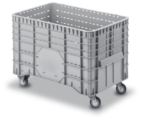 Grandes parois de conteneurs + fond ajouré, capacité 300 l, gris, 2 roulettes pivotantes et 2 fixes