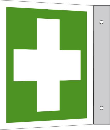 Panneau de premiers secours SafetyMarking®, panneau drapeau, à longue postluminescence