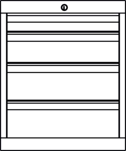 PAVOY Armoire à tiroirs Basis Plus RAL7035, 4 tiroir(s), RAL7035 gris clair/RAL7035 gris clair