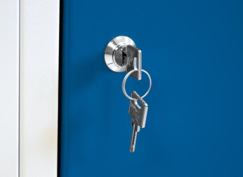 KLW Lutz Établi en RAL7035/5010, 2 tiroirs, 1 armoire, 1/2 tablette, RAL7035 gris clair/RAL5010 bleu gentiane