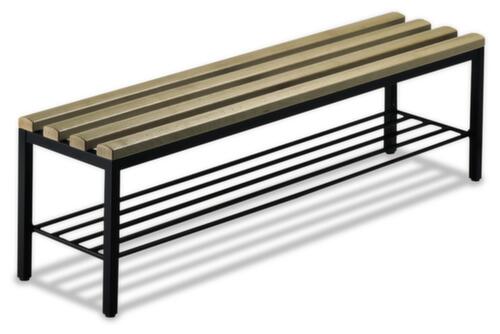 C+P Banc vestiaire gris noir avec crochets et lames en bois