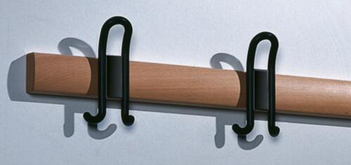 C+P Banc vestiaire gris noir avec crochets et lames en bois