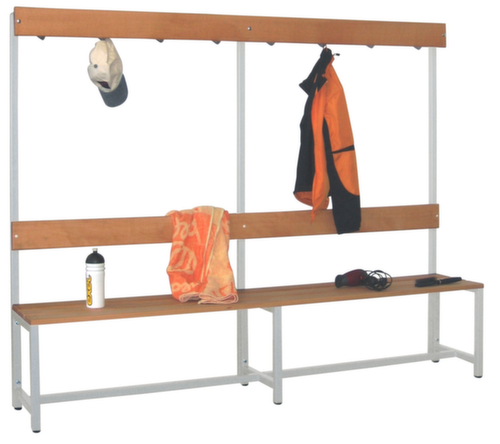 PAVOY Banc de vestiaire Basis gris clair avec crochets et bandes de bois
