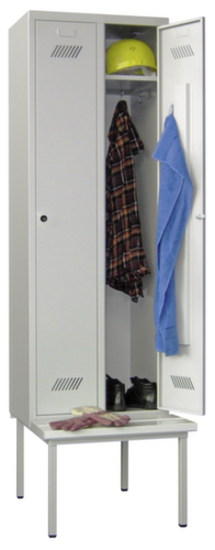 PAVOY Armoire vestiaire Basis avec banc + 2 compartiments, largeur de compartiment 400 mm