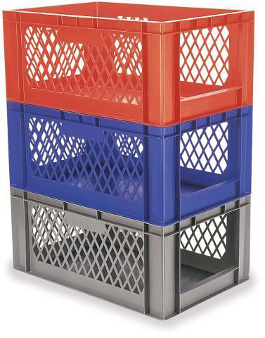 Bac gerbable norme Europe avec face avant ouverte + parois ajourées, gris, capacité 51 l