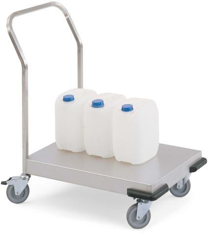Hupfer Chariot avec barre de poussée en acier inoxydable, force 120 kg, plateau longueur x largeur 545 x 545 mm