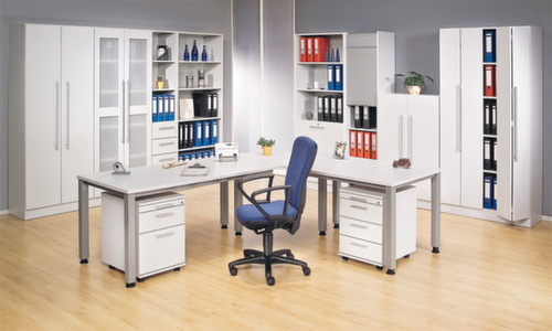 Armoire à portes battantes Sina, 5 hauteurs des classeurs, gris clair/gris clair