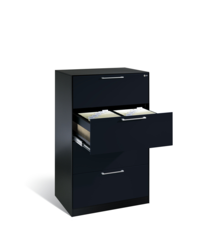 C+P Armoire pour dossiers suspendus Asisto, 3 extensions, RAL7021 gris noir/RAL7021 gris noir