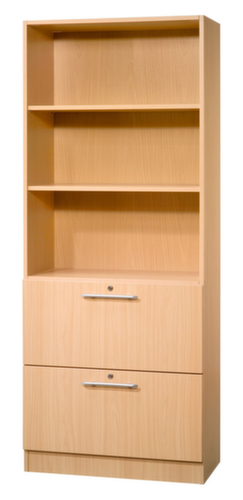 Combinaison d'étagères Sina et de tiroirs HR, 3 compartiments de rayonnage, largeur 800 mm, hêtre/hêtre