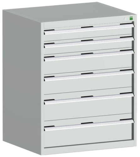 bott Armoire à tiroirs cubio surface de base 800x750 mm, 6 tiroir(s), RAL7035 gris clair/RAL7035 gris clair