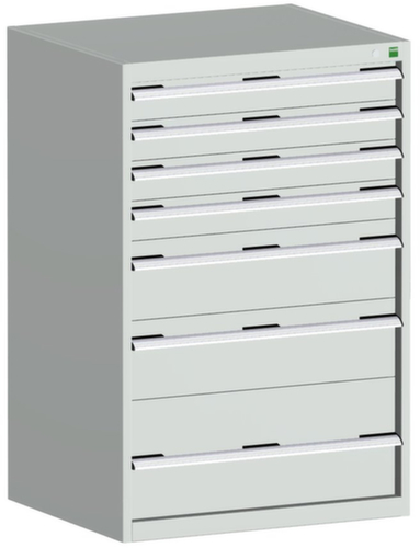 bott Armoire à tiroirs cubio surface de base 800x750 mm, 7 tiroir(s), RAL7035 gris clair/RAL7035 gris clair