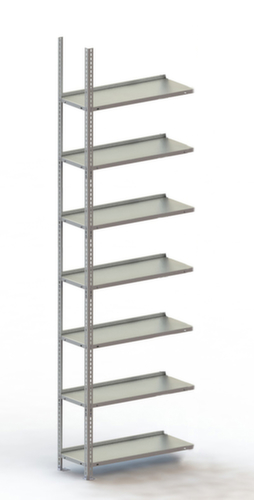 META Rayonnage à boulonner élément suivant, 7 tablettes, RAL7035 gris clair