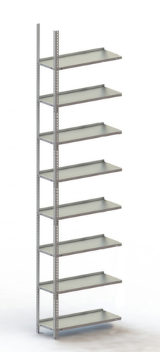 META Rayonnage à boulonner élément suivant, 8 tablettes, RAL7035 gris clair