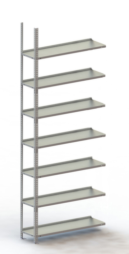 META Rayonnage à boulonner pour classeurs élément suivant, 7 tablettes, RAL7035 gris clair