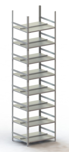 META Etagère à dossiers à visser pour une utilisation des deux côtés, 8 tablettes, RAL7035 gris clair