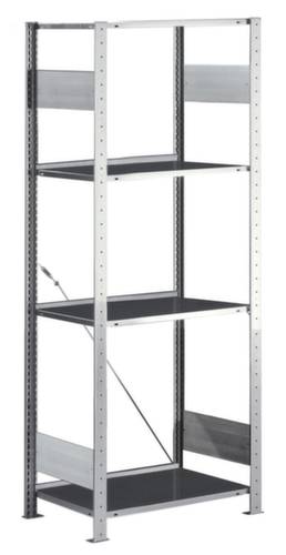 META Rayonnage sans boulons élément de départ avec élingue chaîne, hauteur x largeur x profondeur 1850 x 806 x 336 mm, 4 tablettes