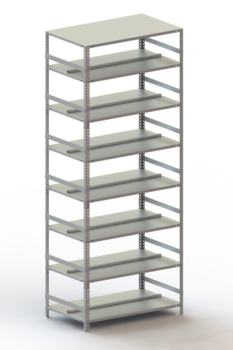 META Etagère à dossiers à visser pour une utilisation des deux côtés, 8 tablettes, avec revêtement en zinc anti-corrosion