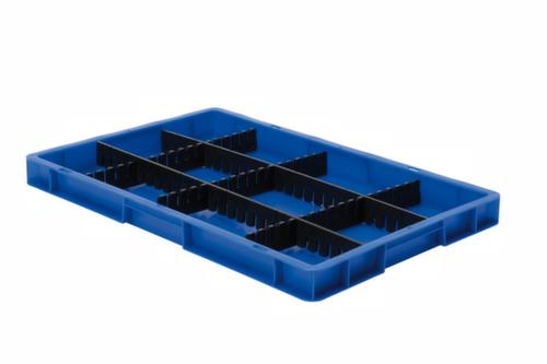 Bac gerbable norme Europe parois + fond pleins, bleu, capacité 9,5 l