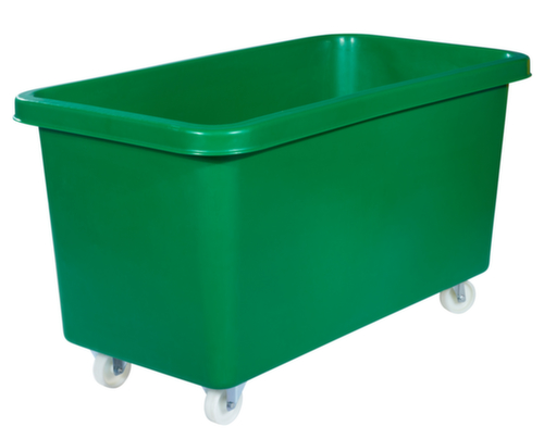 Conteneur rectangulaire mobile de sécurité alimentaire + base renforcée, capacité 450 l, vert