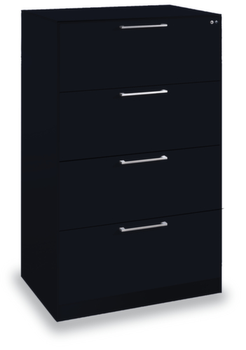 C+P Armoire pour dossiers suspendus Asisto, 4 extensions, RAL7021 gris noir/RAL7021 gris noir