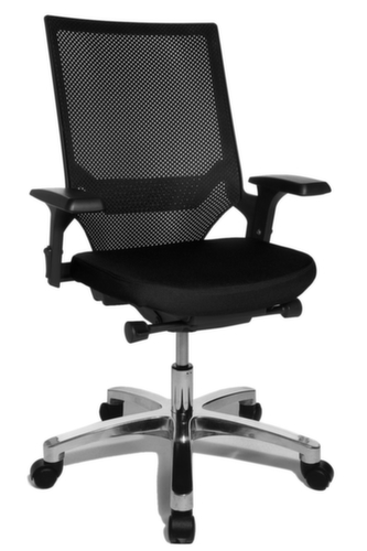 Topstar Siège de bureau pivotant Autosynchro SY avec accoudoirs, dossier maille avec support, noir