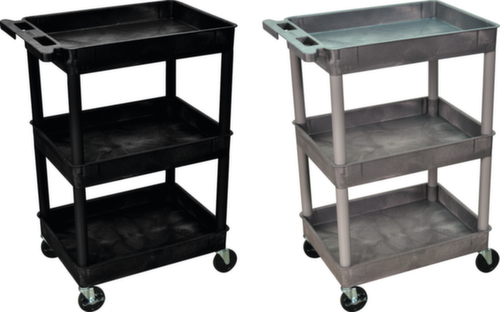 Chariot à étagères plastique 610x460 mm, force 150 kg, 3 plateaux