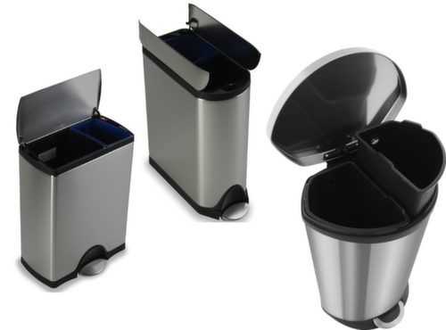 Poubelle à pédale acier inoxydable avec 2 unités collectrices