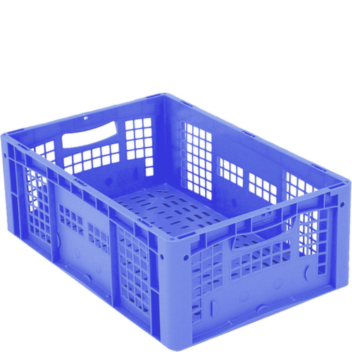 BITO Bac gerbable norme Europe avec double fond nervuré + parois + fond ajourés, bleu, capacité 41 l