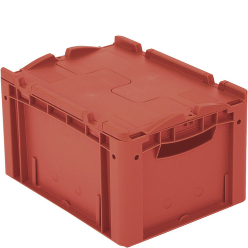 BITO Bac gerbable norme Europe, rouge, capacité 20 l, Couvercle à charnière en 2 parties