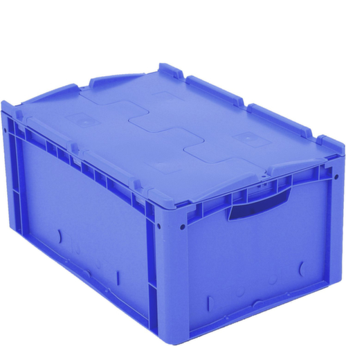 BITO Bac gerbable norme Europe à double fond, bleu, capacité 49 l, Couvercle à charnière en 2 parties