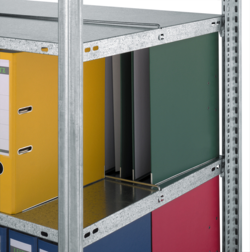 hofe Etagère à dossiers sans vis pour une utilisation des deux côtés, 5 tablettes, RAL9006 aluminium blanc