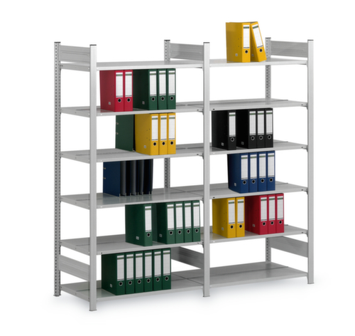 hofe Etagère à dossiers sans vis pour une utilisation des deux côtés, 7 tablettes, RAL7035 gris clair