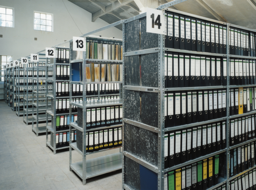 hofe Rayonnage à boulonner pour classeurs élément suivant, 8 tablettes, RAL7035 gris clair