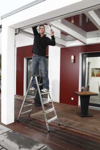 Krause Escabeau universel Dopplo, 2 x 6 marche(s) en tôle striée