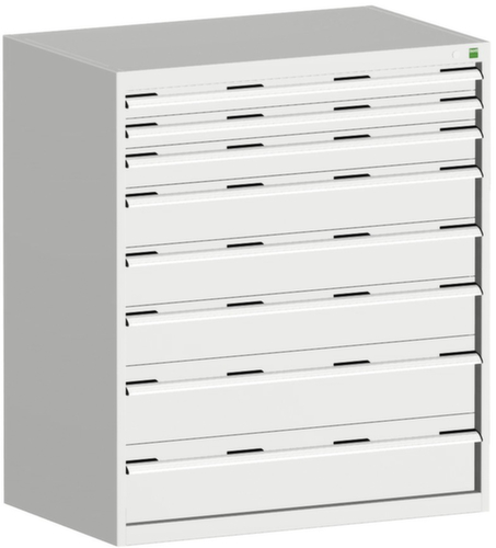 bott Armoire à tiroirs cubio surface de base 1050x750 mm, 8 tiroir(s), RAL7035 gris clair/RAL7035 gris clair