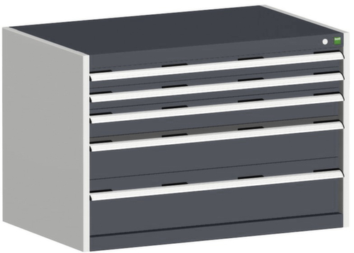 bott Armoire à tiroirs cubio surface de base 1050x650 mm, 5 tiroir(s), RAL7035 gris clair/RAL7016 gris anthracite