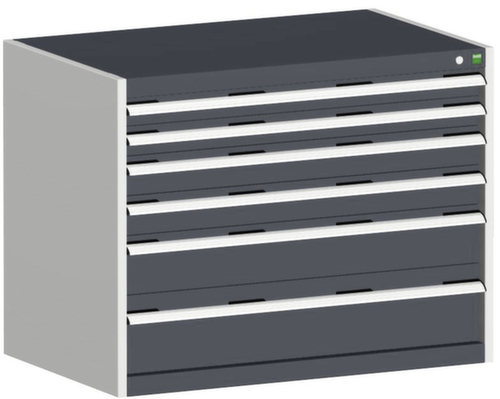 bott Armoire à tiroirs cubio surface de base 1050x750 mm, 6 tiroir(s), RAL7035 gris clair/RAL7016 gris anthracite