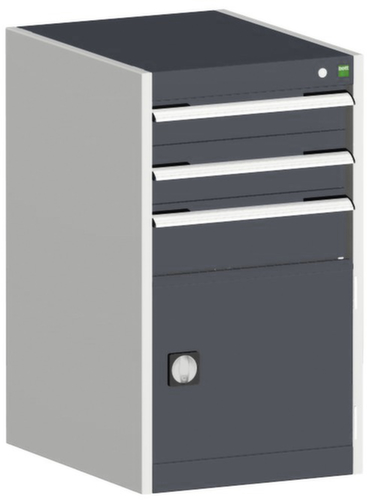 bott Armoire à tiroirs cubio surface de base 525x525 mm, 3 tiroir(s), RAL7035 gris clair/RAL7016 gris anthracite