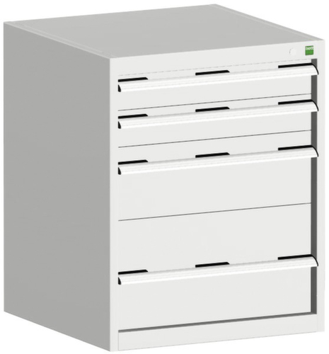 bott Armoire à tiroirs cubio surface de base 650x650 mm, 4 tiroir(s), RAL7035 gris clair/RAL7035 gris clair