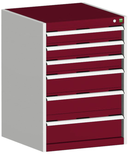 bott Armoire à tiroirs cubio surface de base 650x525 mm, 6 tiroir(s), RAL7035 gris clair/RAL3004 rouge pourpre
