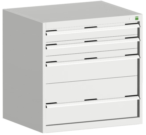 bott Armoire à tiroirs cubio surface de base 800x525 mm, 4 tiroir(s), RAL7035 gris clair/RAL7035 gris clair