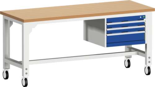 bott Établi modulable roulant cubio, 3 tiroirs, RAL7035 gris clair/RAL5010 bleu gentiane