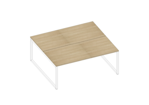 Quadrifoglio Bureau Bench Practika avec piètement à patins, largeur x profondeur 1800 x 1600 mm, plaque chêne