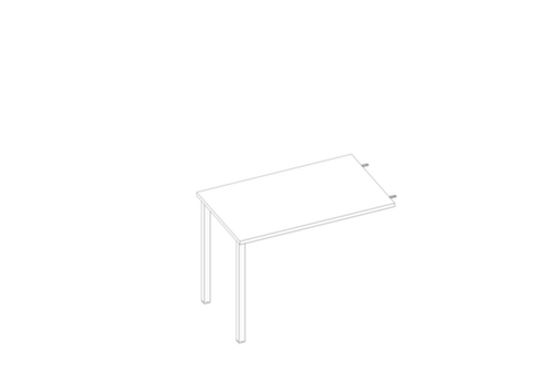 Quadrifoglio Table de rallonge Practika pour bureau avec piètement 4 pieds, largeur x profondeur 1000 x 600 mm, plaque blanc