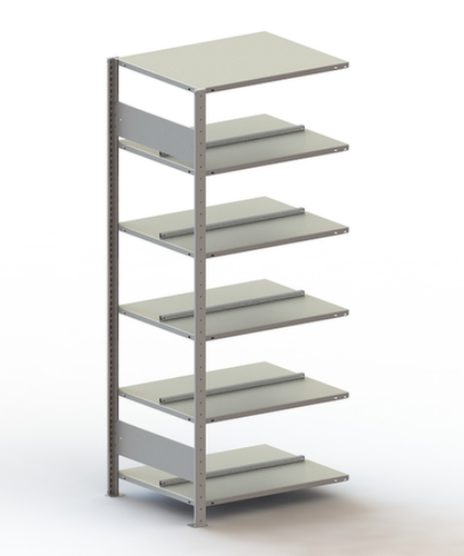 META Porte-documents sans vis Zone de fixation pour une utilisation des deux côtés, 6 tablettes, RAL7035 gris clair