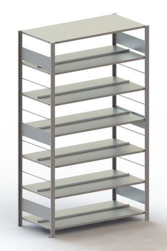 META Etagère à dossiers sans vis pour une utilisation des deux côtés, 7 tablettes, RAL7035 gris clair