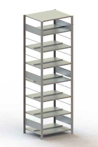 META Etagère à dossiers sans vis pour une utilisation des deux côtés, 8 tablettes, RAL7035 gris clair