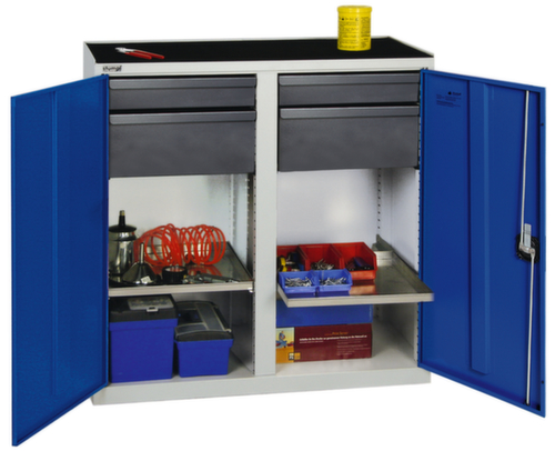 stumpf Armoire d'atelier Serie 3000 avec 2 tablettes de rétention + 4 tiroirs, largeur 1000 mm