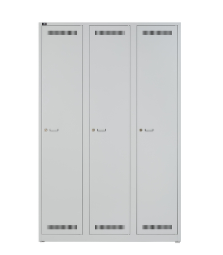 Bisley Armoire vestiaire Light gris clair avec 3 compartiments, largeur de compartiment 300 mm